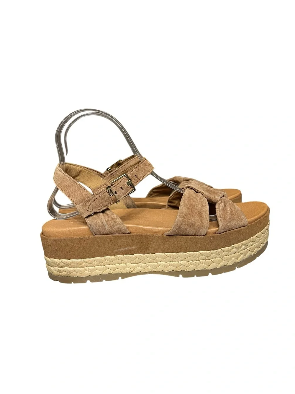 🌻NEW NWOT UGG Neusch Brown Suede Platform Wedge Sandals Jute Wrapped Size 10